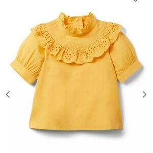 Last Chance Janie & Jack Yolk Yellow Eyelet Puff Sleeve NWOT 12